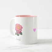 美しいピンクのバラの花マグ ツートーンマグカップ (正面左)