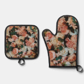 美しいピンクのバラの花 鍋つかみ&鍋敷きセット (正面)