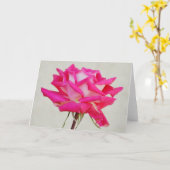 美しいピンクのバラの開花アートノートカード カード (黄色い花)