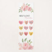 美しいピンクのバラハート型セルフラブ引用文 ヨガマット (正面)