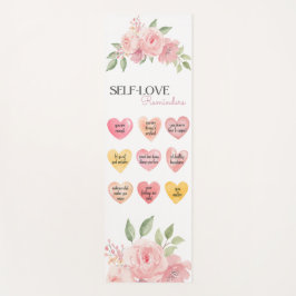 美しいピンクのバラハート型セルフラブ引用文 ヨガマット