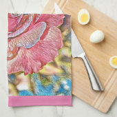 美しいピンクのバラ絵画の花 キッチンタオル (四つ折り)