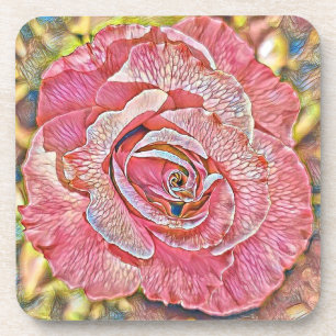 美しいピンクのバラ絵画の花 コースター