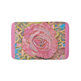 美しいピンクのバラ絵画の花 バスマット