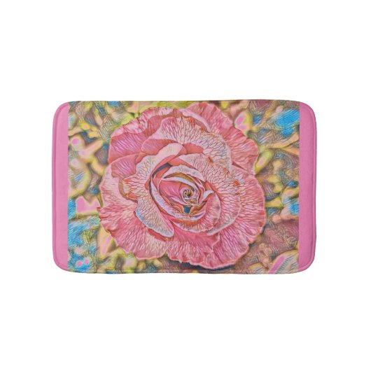 美しいピンクのバラ絵画の花 バスマット (正面)