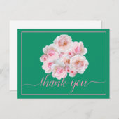 美しいピンクのバラ色の背景シックありがとう ポストカード (正面/裏面)
