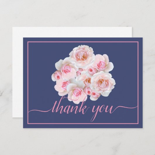 美しいピンクのバラ色の背景シックありがとう ポストカード (正面/裏面)