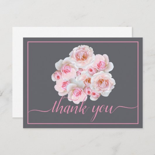 美しいピンクのバラ色の背景シックありがとう ポストカード (正面/裏面)