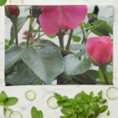 美しいピンクのバラ キッチンタオル (折り畳み)