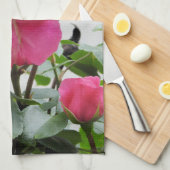 美しいピンクのバラ キッチンタオル (四つ折り)