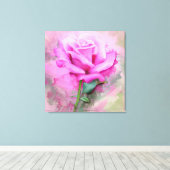 美しいピンクのバラ キャンバスプリント (インサイチュ (ウッドフロア))