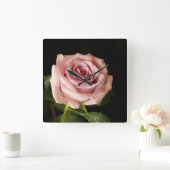 美しいピンクのバラ スクエア壁時計 (ホーム)