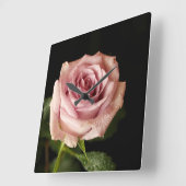 美しいピンクのバラ スクエア壁時計 (傾斜)