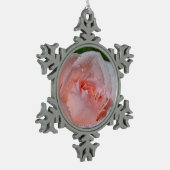 美しいピンクのバラ スノーフレークピューターオーナメント (左)