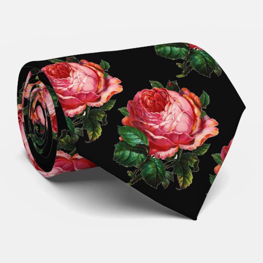 美しいピンクのバラ ネクタイ (ロール)