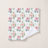 美しいピンクのバラ バスタオルセット (ウォッシュタオル)