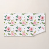 美しいピンクのバラ バスタオルセット (ハンドタオル)