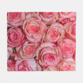 美しいピンクのバラ フリースブランケット (正面(横))