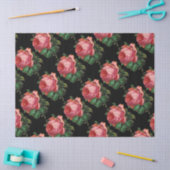 美しいピンクのバラ、ブラックフローラ 薄葉紙 (クラフト)