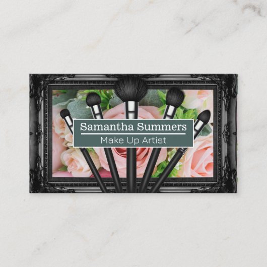 美しいピンクのバラ | メイクアップブラシ 名刺 (正面)