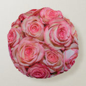 美しいピンクのバラ ラウンドクッション (裏面)