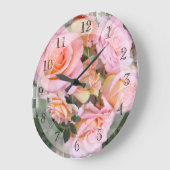 美しいピンクのバラ ラージ壁時計 (傾斜)