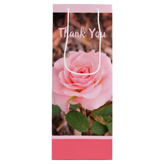 美しいピンクのバラ ワインギフトバッグ (正面)