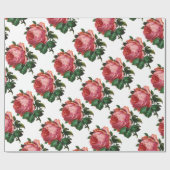 美しいピンクのバラ、白 ラッピングペーパー (フラット)