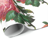 美しいピンクのバラ、白 ラッピングペーパー (ロールコーナー)