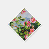 美しいピンクのバラ、赤いバラ、水彩フローラ スタンダードカクテルナプキン (角)