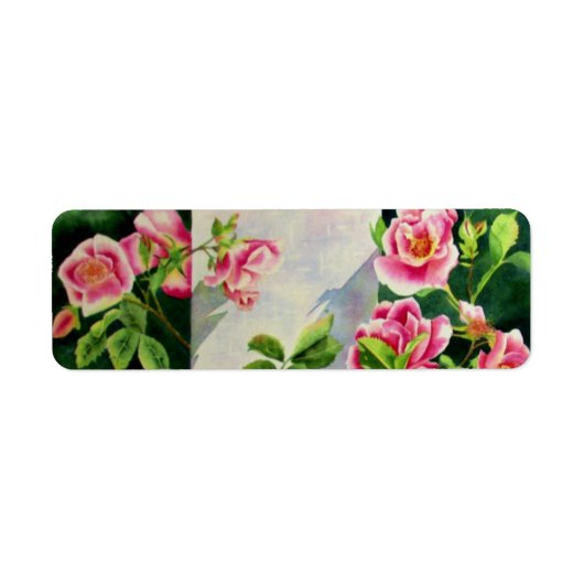 美しいピンクのバラ、赤いバラ、水彩フローラ ラベル (正面)