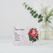 美しいピンクのバラ, 赤いワックスシール 白いパール紙 名刺 (スタンド正面)