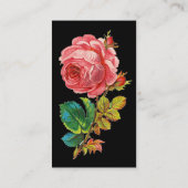 美しいピンクのバラ、赤のブルゴーニュ 名刺 (裏面)