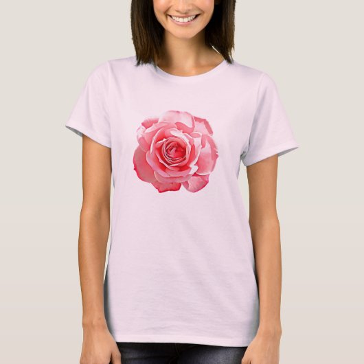 美しいピンクのバラ。 Tシャツ (正面)