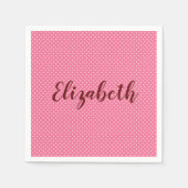 美しいピンクのパーソナライズ スタンダードカクテルナプキン (正面)