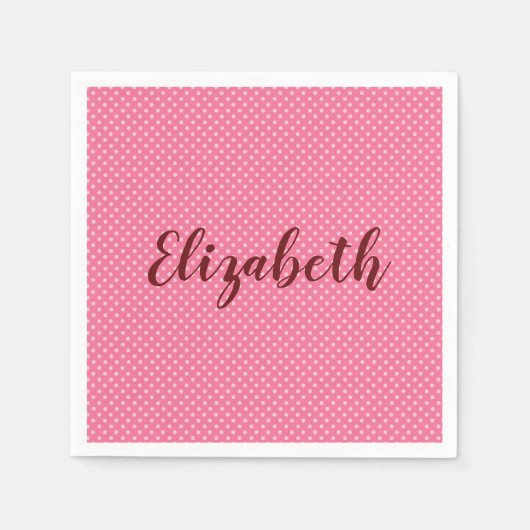 美しいピンクのパーソナライズ スタンダードカクテルナプキン (正面)