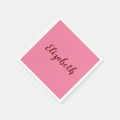 美しいピンクのパーソナライズ スタンダードカクテルナプキン (角)