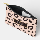 美しいピンクのヒョウ柄の金ゴールド枠 アクセサリーポーチ (見開き)