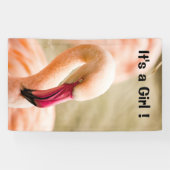 美しいピンクのフラミンゴその女の子 横断幕 (横)