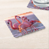 美しいピンクのフラミンゴス熱帯地方 ペーパーコースター (アングル)