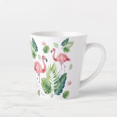 美しいピンクのフラミンゴパターン カフェラテマグ (右)