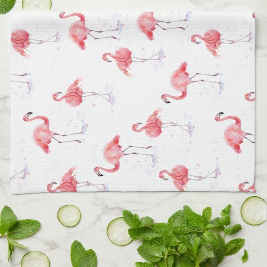 美しいピンクのフラミンゴパターン キッチンタオル (折り畳み)