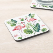 美しいピンクのフラミンゴパターン コースター (左側)