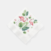 美しいピンクのフラミンゴパターン 縁ありカクテルナプキン (角)