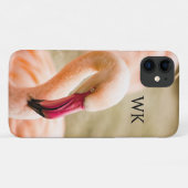 美しいピンクのフラミンゴモノグラムの Case-Mate iPhoneケース (裏面(横))