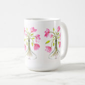 美しいピンクのフローラアー色彩の鮮やかトルック コーヒーマグカップ (正面右)