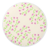 美しいピンクのフローラハンドル セラミックノブ (正面)