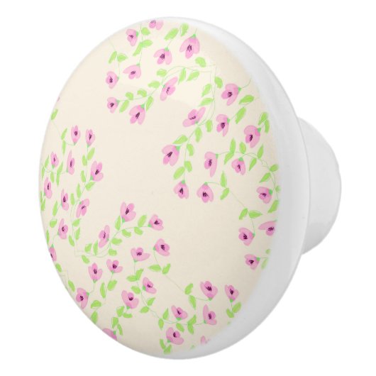 美しいピンクのフローラハンドル セラミックノブ (右)