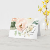 美しいピンクのフローラハート母の日の形見 カード (黄色い花)