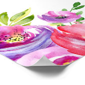 美しいピンクのフローラブライダルシャワーウェルカムサイン ポスター (角)